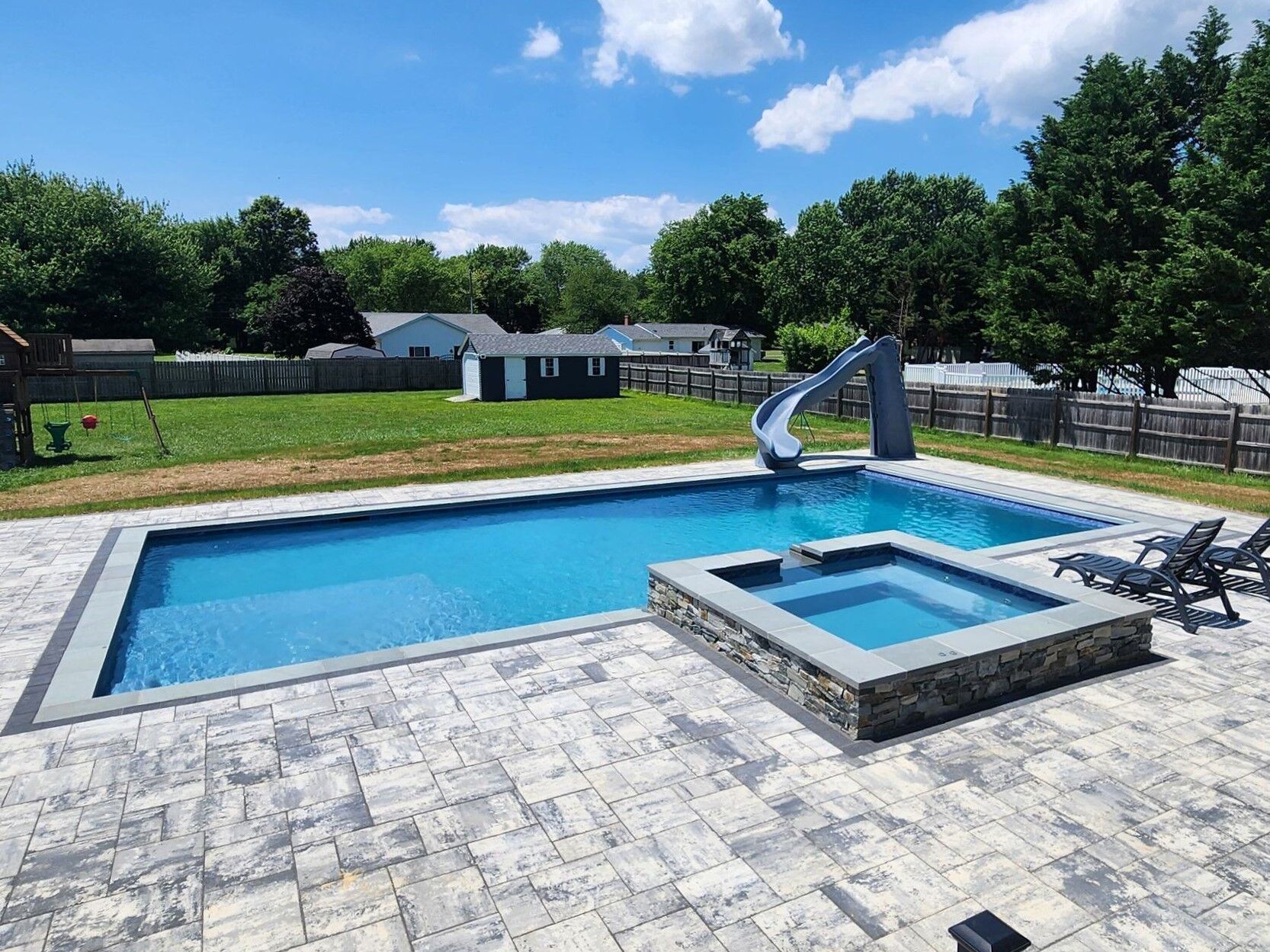 geometric-pool-and-spa-with-slide