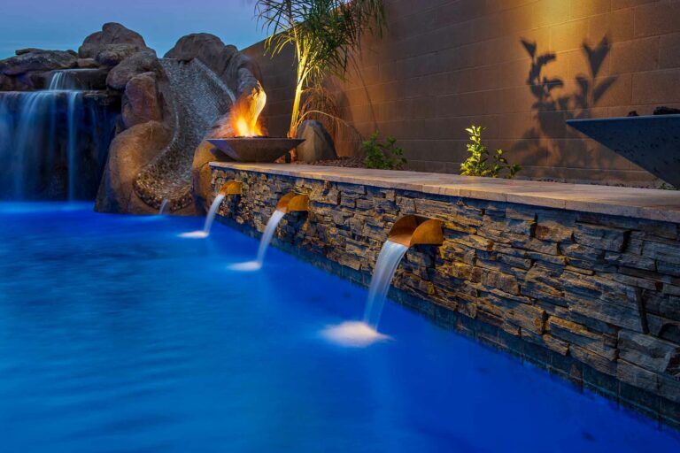 poolside fire bowl feature
