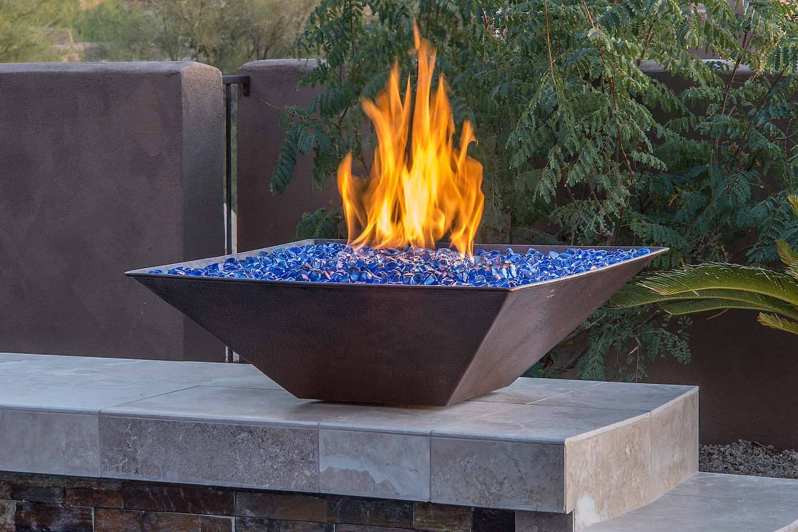 outdoor fire bowl feature