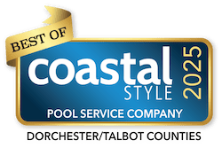award badge showing best of coastal style 2025 in the pool service company category