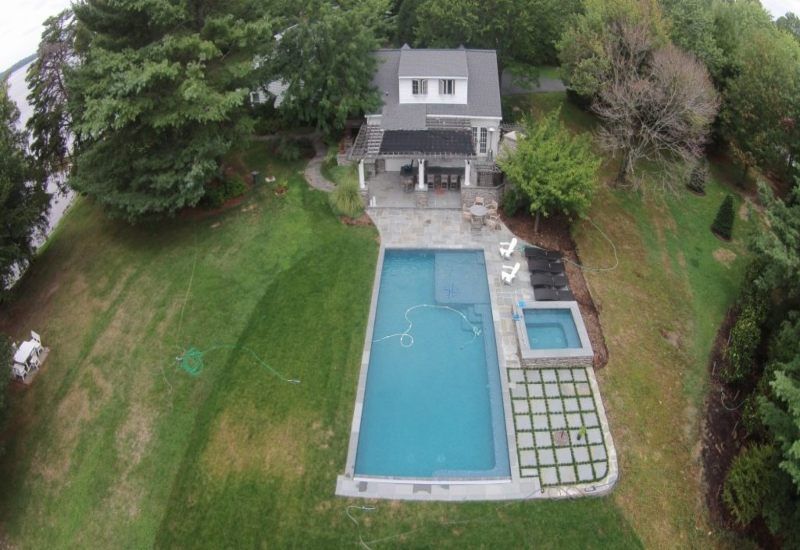 The house with swimming pool.