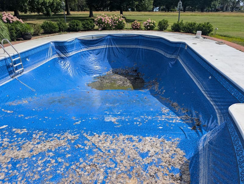 a pool before liner replacement