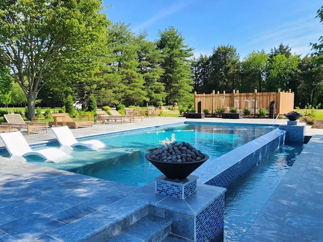 infinity edge pool with fire features